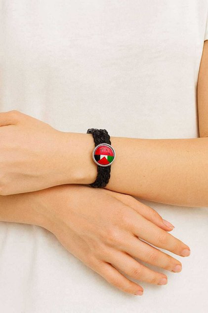 Palestine Symbol Faux Leather Bracelet – Unisex Gift with Watermelon and Palestine Pattern