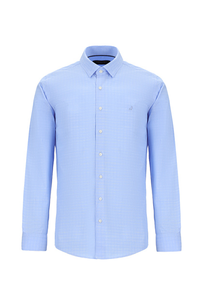 Long Sleeve Slim Fit Slim Fit Patterned Cotton Shirt