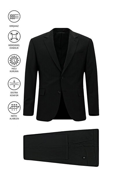 8 Drop Muscle Fit Long Athletic Cut Flex Suit Wool Piece Striped Bag Piece Suit