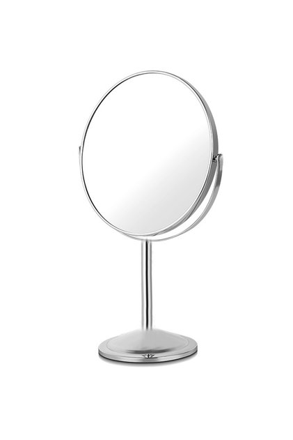 large size 1pc Large Silver Makeup Mirror, Clear Double Sided Tabletop Beauty Mirror, Metal Silver M