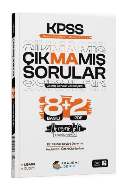 Akademi Denizi KPSS GYGK Çıkmamış Sorular 8+2 Deneme Seti Hedef 85+ Zor Seviye 2026