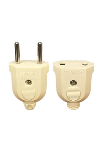 Female Male 1pair 1pc EU European 2 Pin AC Electric Power Male Plug Female Socket Outlet Adaptor Ada