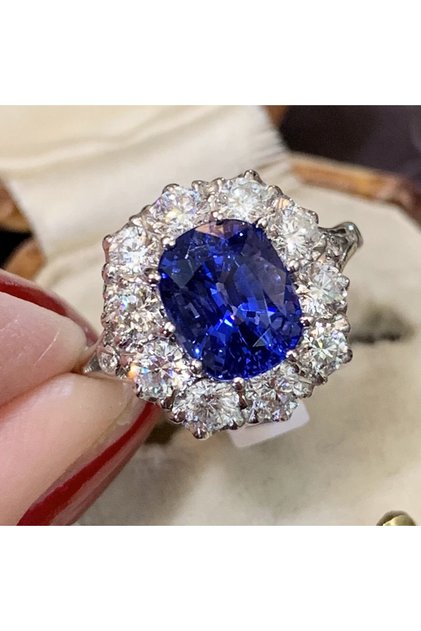 12 F1542 Huitan Bling Bling Blue Cubic Zirconia Ring for Women Temperament Elegant Lady's Accessorie