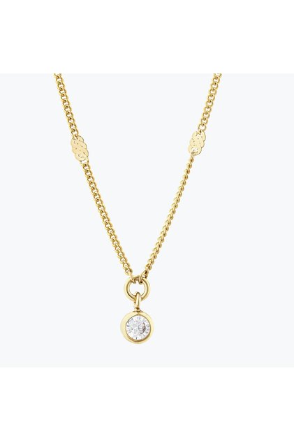 Goldium Yuvarlak Taşlı Aynalı Zincir Choker