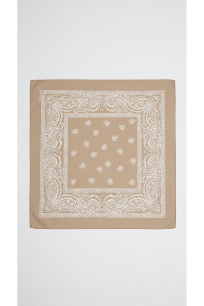 Unisex Beige Shawl Patterned Bandana | Daily Hair Accessory, Neck Gaiter, and Outdoor Scarf