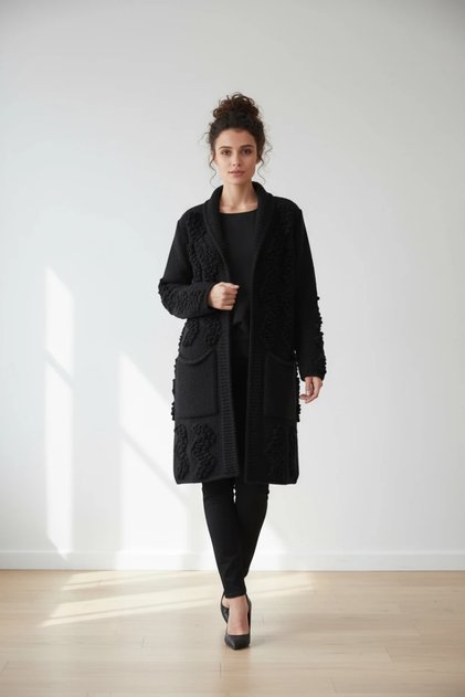 Kadın Püsküllü Uzun Oversize Triko Hırka