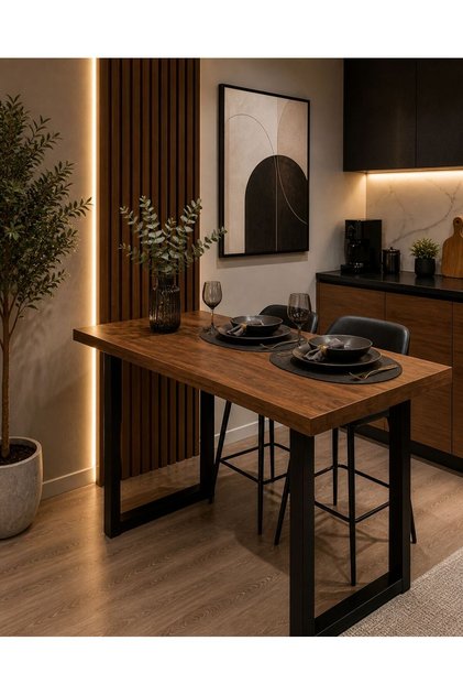 60 X 120 YÜKSEK YEMEK MASASI DOĞAL AHŞAP