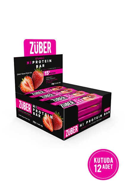 Züber Çilekli Hi Protein Bar 45g x 12 Adet (15g protein) - Fiyatı