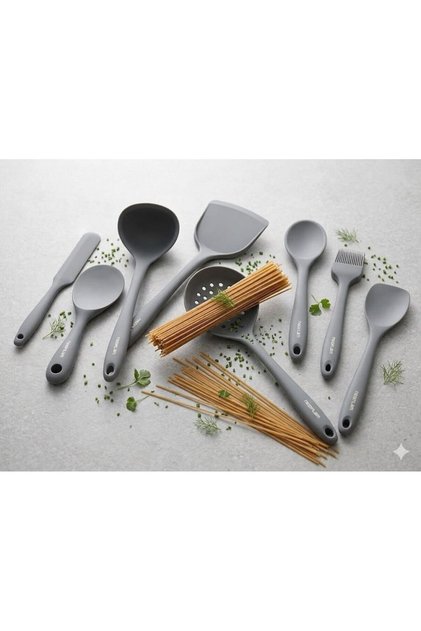 Silikon Gri 8 Parça Pasta Ve Pişirme Servis Seti