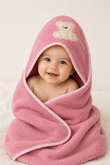 *Export Surplus* 100% Cotton Hooded Baby Swaddle Towel Microcotton 100X100 cm –Slight Defects-
