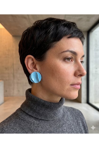 Mavelle Pastel Blue Organic Formed Earrings – Handmade Modern Design