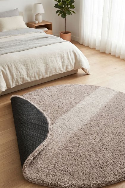 Yuvarlak Mabel Bej Yumuşak Tuşeli Halı|10 Farklı Renk Seçeneği Kaymaz•Taban•Yıkanabilir•Modern