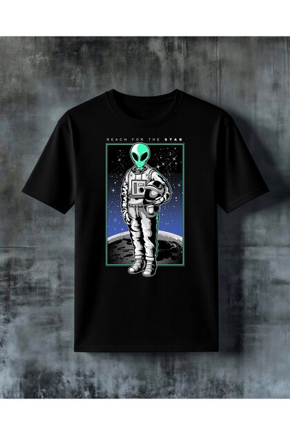 Alien Astronaut Space Printed Oversize T-Shirt