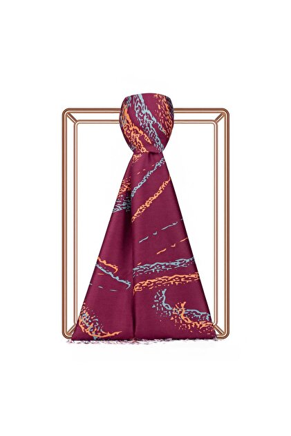 Sand Wave Patterned Silk Shawl 09335-Burgundy