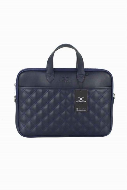 Briefcase 1417 Quilted Pattern 13.3-14 Inch Shoulder Strap Navy Blue