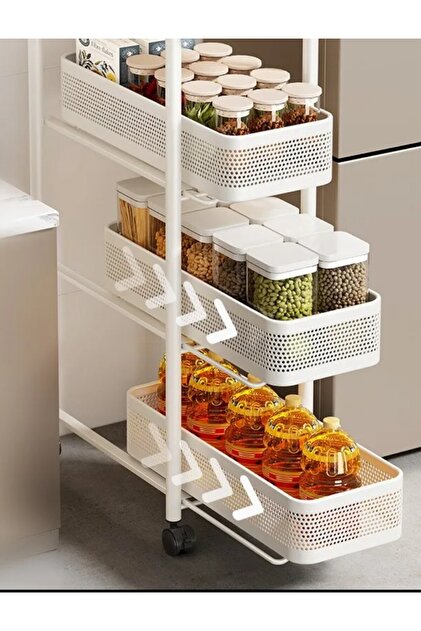 TRENDESK Luxora Rack 4 Katlı Beyaz Metal Mutfak Düzenleyici