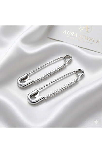 2’li Taşlı Çengelli Şal & Eşarp Abiye İğnesi 2’li Set – Gümüş Rengi