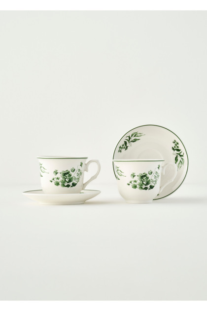 Julia New Bone Set of 2 Coffee Cups Green (90 Cc)