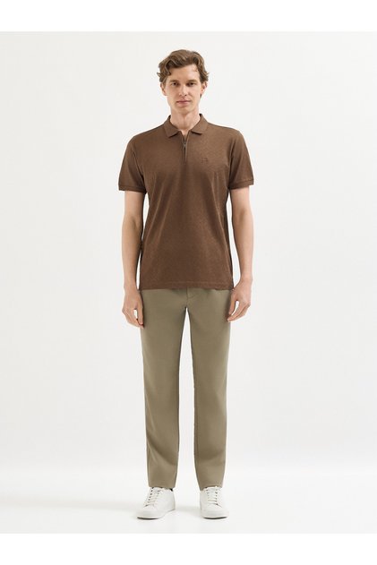 Kahve T-Shirt-Polo Yaka Tişört