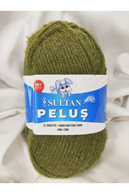 Fir de tricotat manual verde kaki de pluș 100gr. 120 metri. (1 bucată) - Culoare: 2354