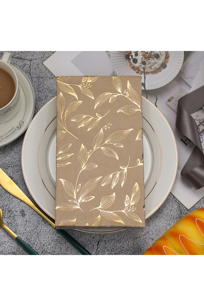 Golden leaves Napkins 2- Ply Disposable Dinner Paper Napkin 50 Pcs Gold Foil Leaves Cocktail Napkins for Dinner Picnic Birthday Wedding Party