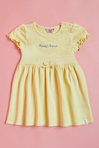 Embroidered Dress with Crew Neck and Short Sleeves