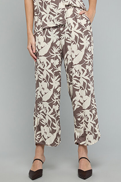 Floral Print Straight Fit Pants with Drawstring Waist