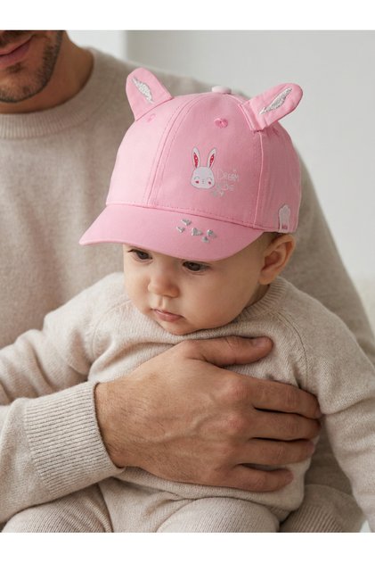 Glittery Heart Detailed Rabbit Baby Girl Baseball Cap (0-18 Months, Size 44-46 cm)