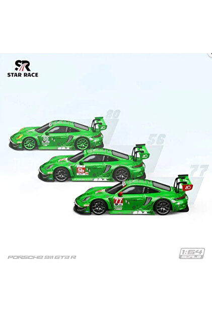 mini gt STAR RACE 1/64-Porsche 911 GT3 R - Tyrannosaurus - 3 Car
