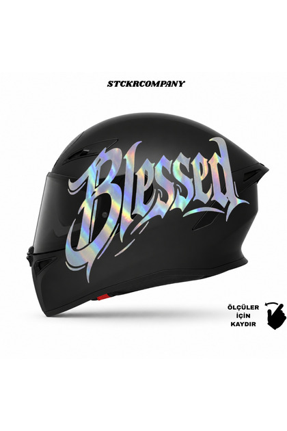 Blessed Kask Sticker – Motor Kaskı İçin Premium Yazı Kaligrafik Sticker