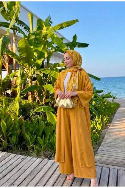 Sofia keten kimono pantolon takım