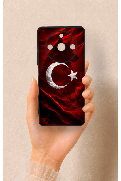 Realme 11 Pro Compatible Wolf Turkish Flag Patterned Silicone Case