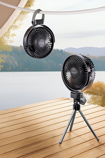 Taşınabilir Aydınlatmalı Fan 360° Döndürme, Kamp ve Seyahat İçin Uygun