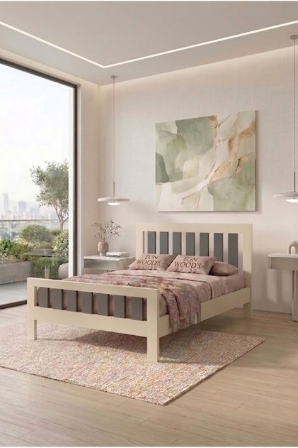 Modern Kum Beji MDF Karyola - Tek ve Çift Kişilik Yatak Ölçü Seçenekleri - Farklı Renk Alternatifleri