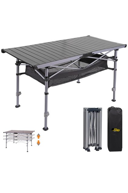 Hercules Katlanabilir Alüminyum Kamp Masası 125x55x80 cm Taşınabilir Piknik Karavan ve Outdoor Masa