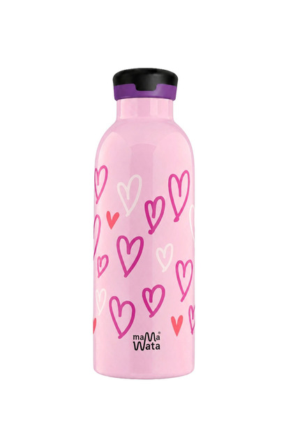 Hearts Children's Thermos Bottle with Straw 470 ml Stainless Steel Leak-Proof Insulated Water Bottle