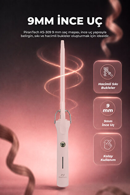 PiranTech KS-309 9mm Profesyonel İnce Saç Maşası - Afro Dalgası ve