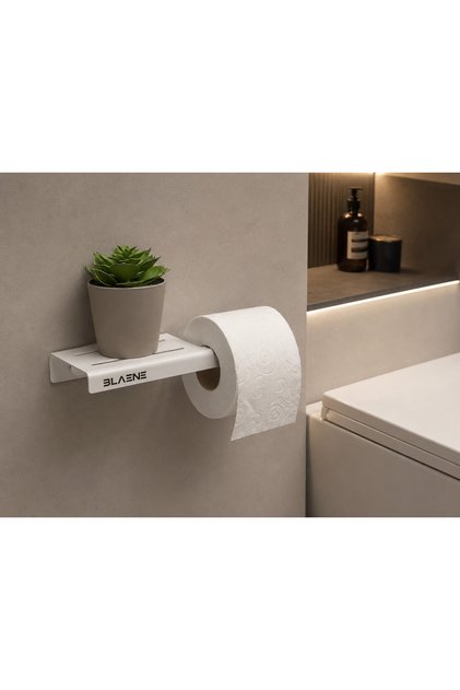 Stainless Steel No Drilling Mounting Adhesive and Screw Mounted Slim Rack Black Toilet Roll Holder Wc Paper Hanger Matte White Bth-013