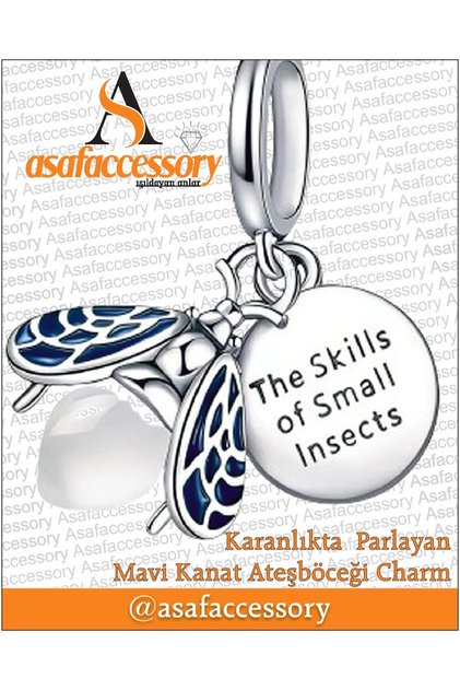 Karanlıkta parlayan mavi kanat ateşböceği charm | Asafaccessory