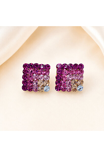 Luxury Pink Ombre Crystal Earring Women's Earrings with Sparkling Crystal Stones