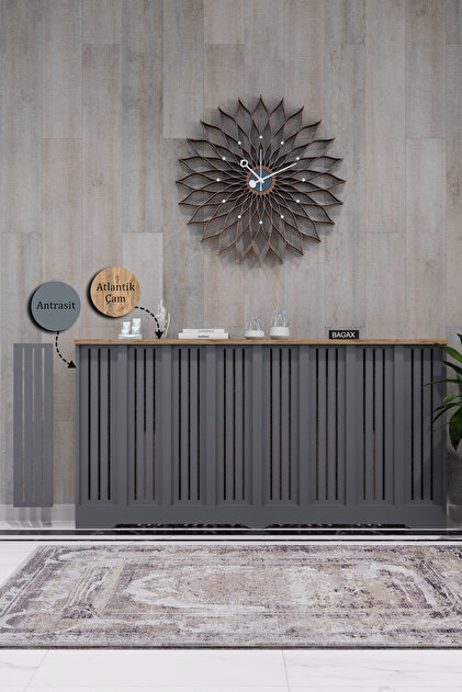 Petek Kaplama Modern Radyatör Kapatma Ünitesi Ön Panel MDF Tasarım İç ölçü 156 cm Dış Ölçü 160 cm