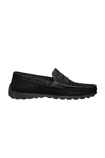 Men's suede leather strap classic loafer black