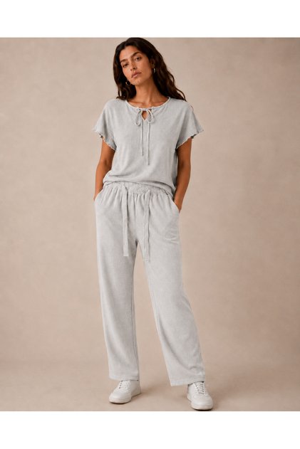 Women's Loose Blouse and Straight-Leg Pants Set Casual Comfortable Two-Piece Set