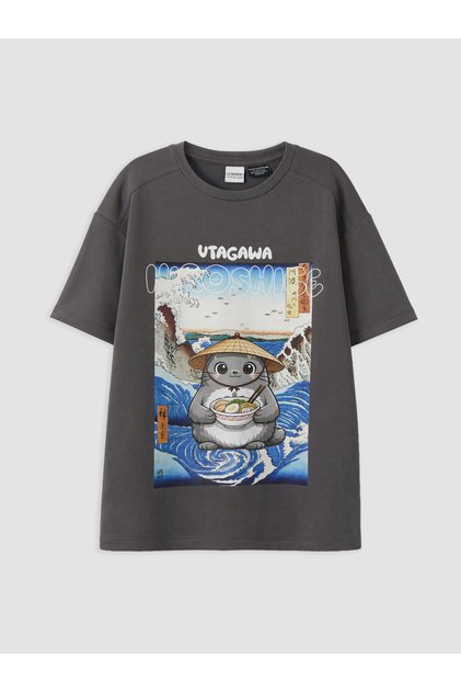 Tricou de fete cu imprimeu, croială lejeră