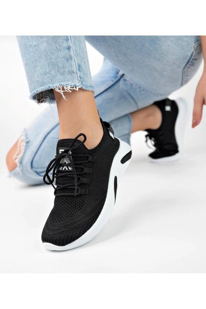 Black and White Unisex Knitwear Sneaker Comfortable Orthopedic Breathable Daily Sports Shoes