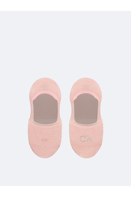 Kadın Yumuşak Örme Kumaşlı CK Logo Nakışlı İkili Paket Pembe Çorap