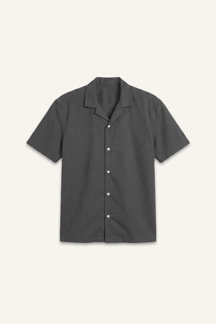 Regular Fit Polo Collar Cotton Short Sleeve Anthracite Shirt H6156Ax26Sm