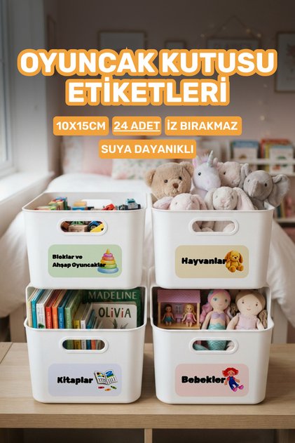 Oyuncak Dolabı Kutusu Kategori Etiketi Türkçe, Organizer Etiketi Etiket Düzenleme Organizer 24 Adet