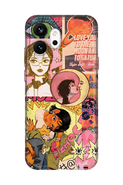 Honor 600 Compatible Pop Art Drawing Collage Pattern Transparent Phone Case