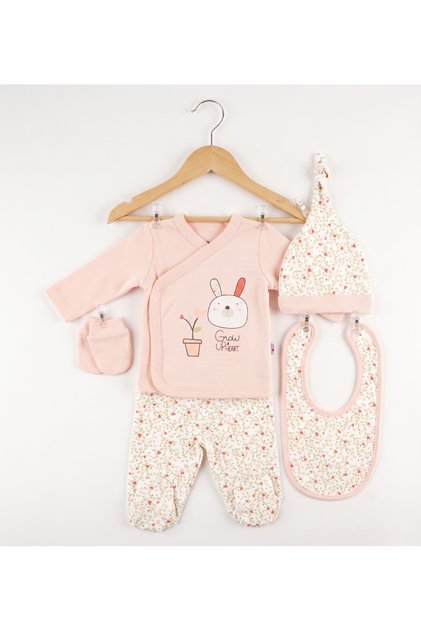 100% Organic Cotton 5-Piece Hospital-Issued Newborn Baby Clothing Set